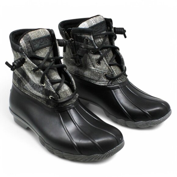 Sperry Women's Saltwater Plaid Wool Charcoal Duck boots - Picture 1 of 8